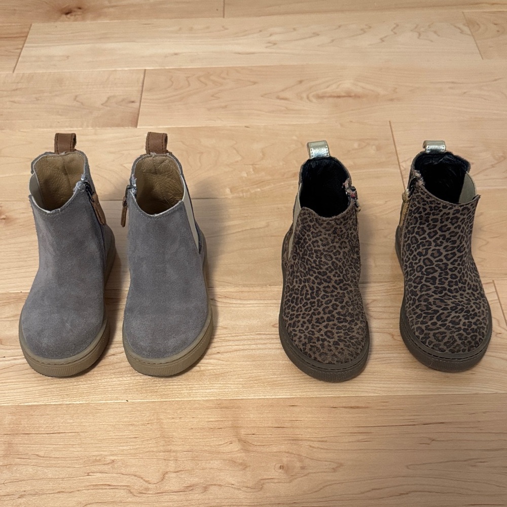 Freshly Picked Gray and Leopard Kids Boots